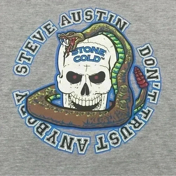 Vintage WWF Stone Cold Button Down Shirt Grey Size XL in Excellent Condition. - Picture 1 of 12